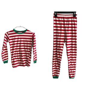 Shelry Red Stripe Christmas Pajama Set 12 Years Long Sleeve Pants Holiday Green